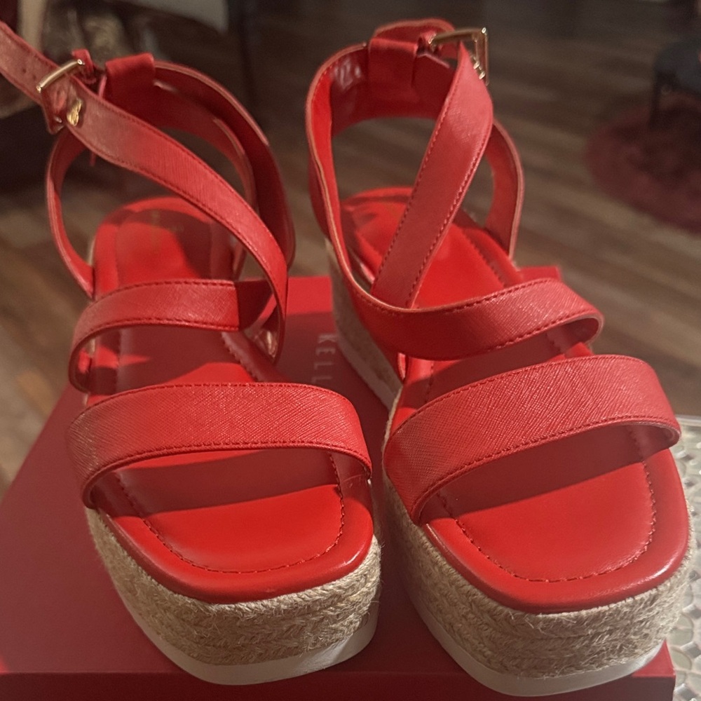 Kelly & Katie Red Platform Sandals